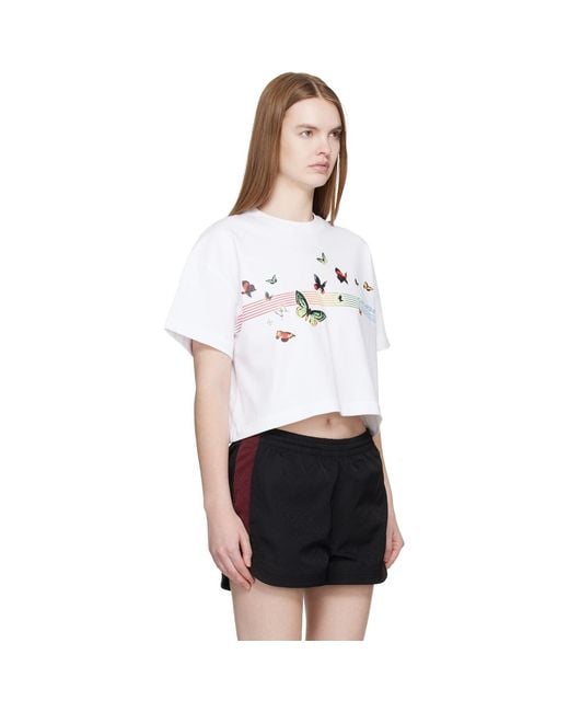 Casablanca Black Butterfly Boxy Cropped T-Shirt
