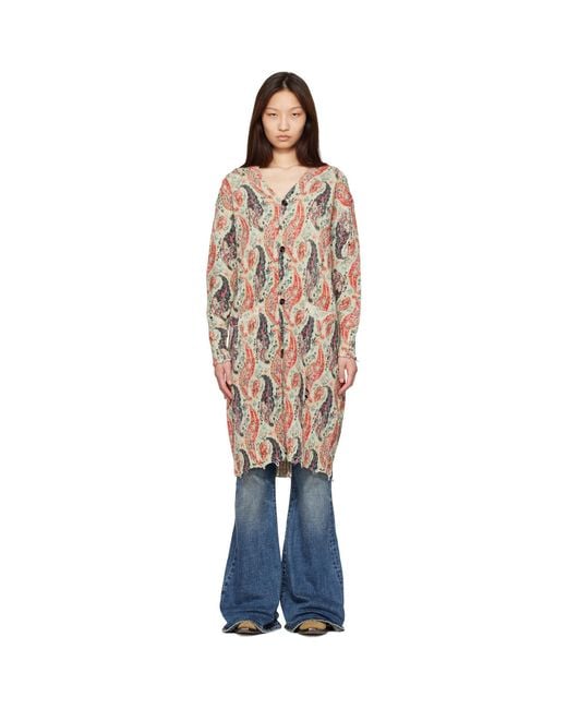 R13 Natural Printed Long Cardigan