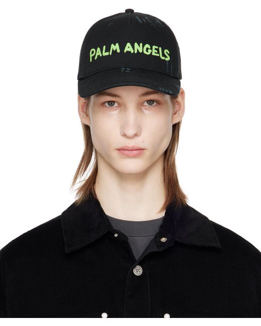 メンズ Palm Angels ロゴ キャップ Black