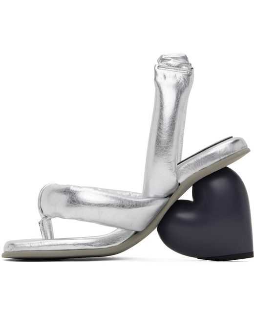 Sandales à talon sculptural argentées Yume Yume en coloris White