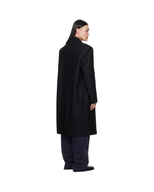MM6 by Maison Margiela Black Wool Felt Single-Breasted Coat for men