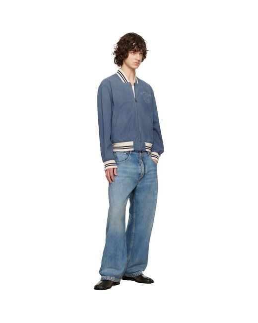 Maison Margiela Blue Varsity Caban Jacket for men