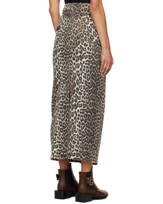 【GANNI】レオパードデニムマキシスリットスカート Ganni &ブラウン スリット デニム マキシスカート ブラック | Lyst