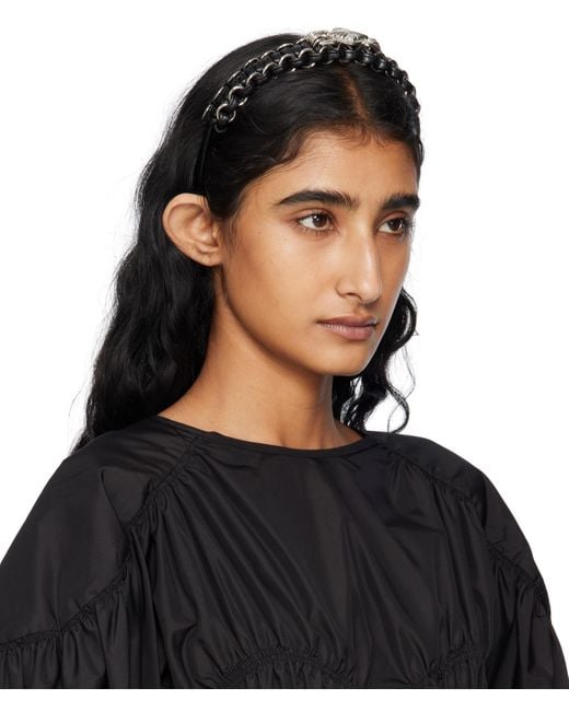 Toga ブラック レザー ブレイド ヘアバンド Black