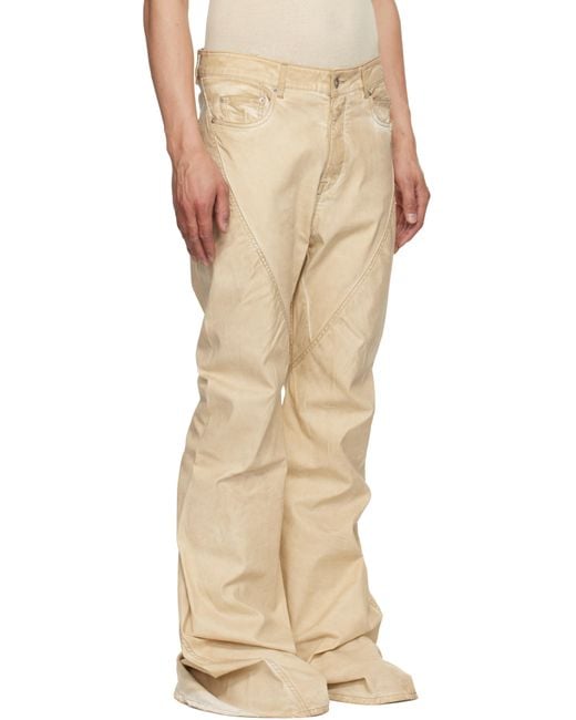 Rick Owens Natural Hollywood Bias Bootcut Jeans for men
