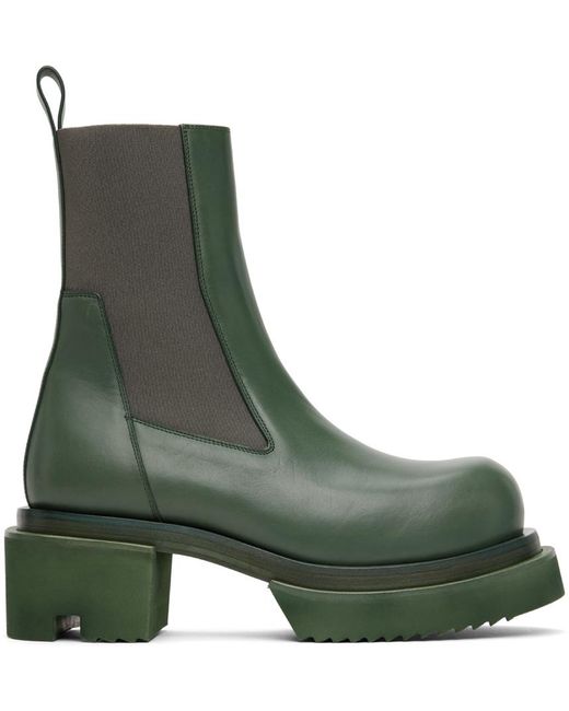 Rick Owens Leather Green Beatle Bogun Boots for Men | Lyst UK
