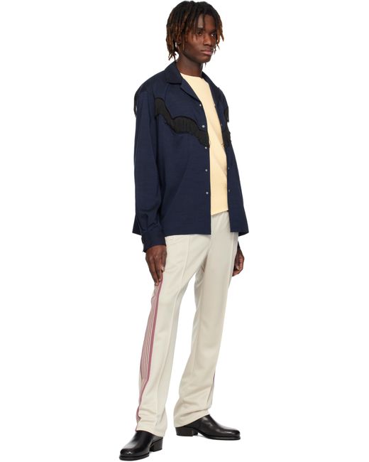 メンズ Needles オフホワイト ナロー トラックパンツ Natural