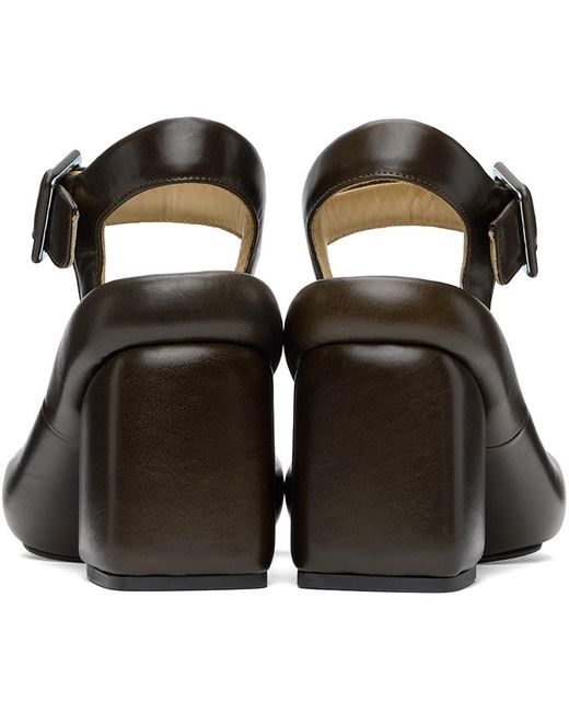 Lemaire Black Padded Wedge Heeled Sandals