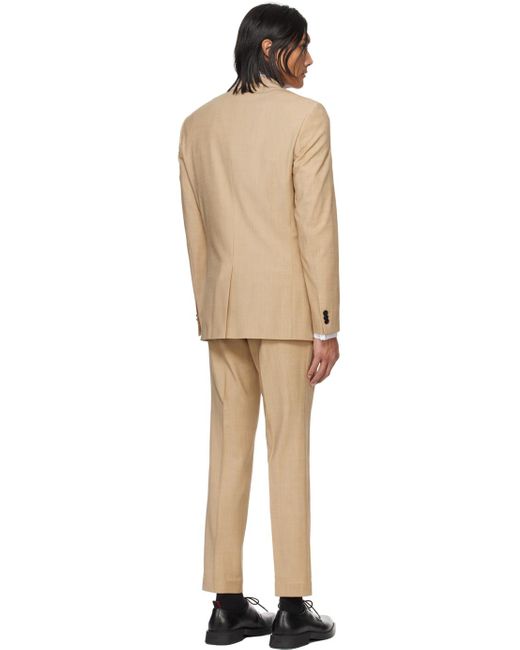 HUGO Black Beige Slim-fit Suit for men