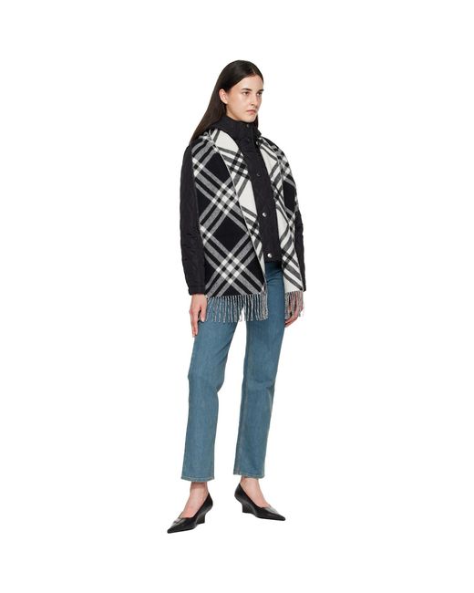 Burberry Black Check Cashmere Scarf