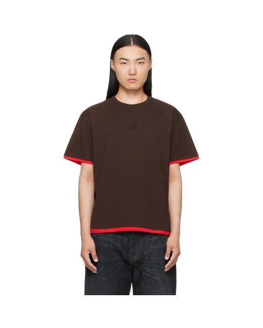MM6 by Maison Margiela Brown Cotton Reversible T-Shirt for men