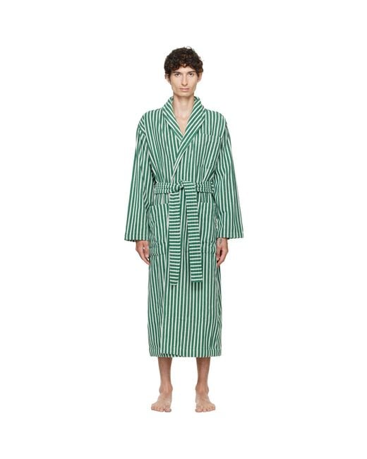 Tekla Green Terry Classic Bathrobe for men