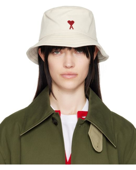 AMI Green Cotton Ami De Coeur Embroidery Bucket Hat