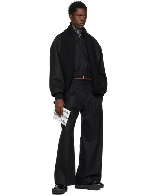 Jean Paul Gaultier Black Gray Pleated Trousers for men