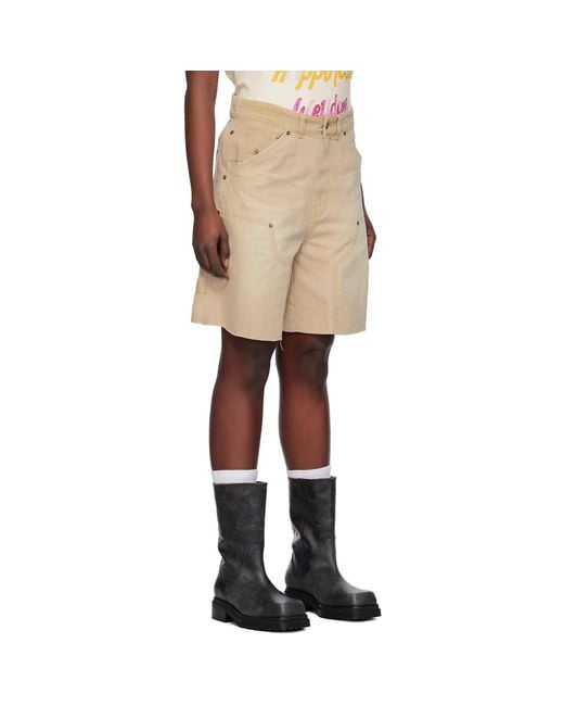 we11done Natural Raw Edge Shorts