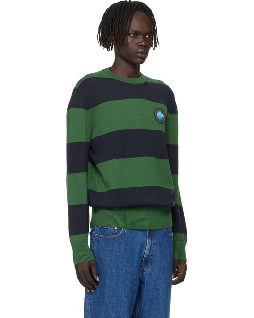 Lacoste Green Striped Cotton Jersey Sweater for men