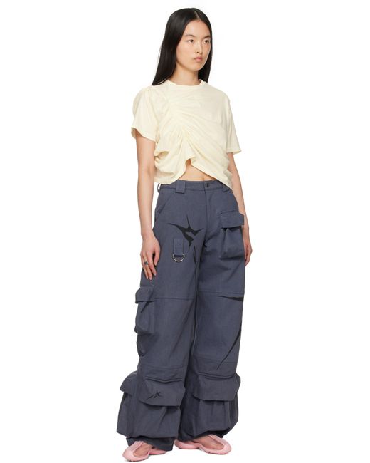 Collina Strada ブルー Garden デニム カーゴパンツ Blue