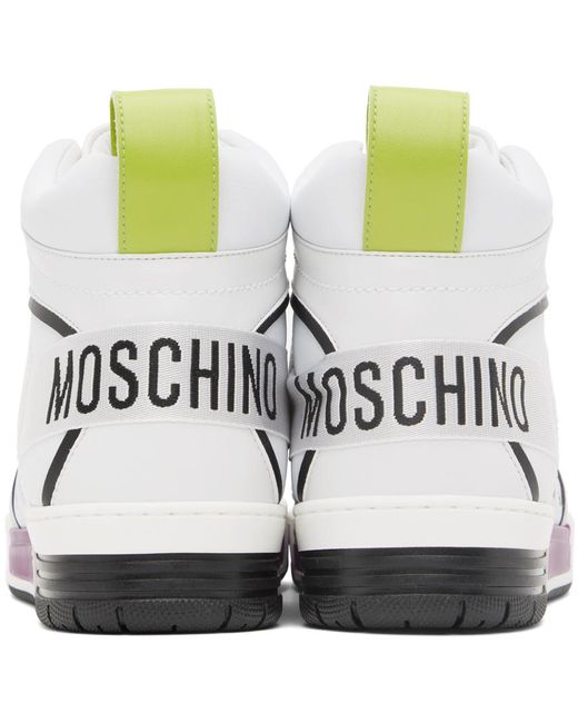 Moschino Black White Streetball High-top Sneakers for men