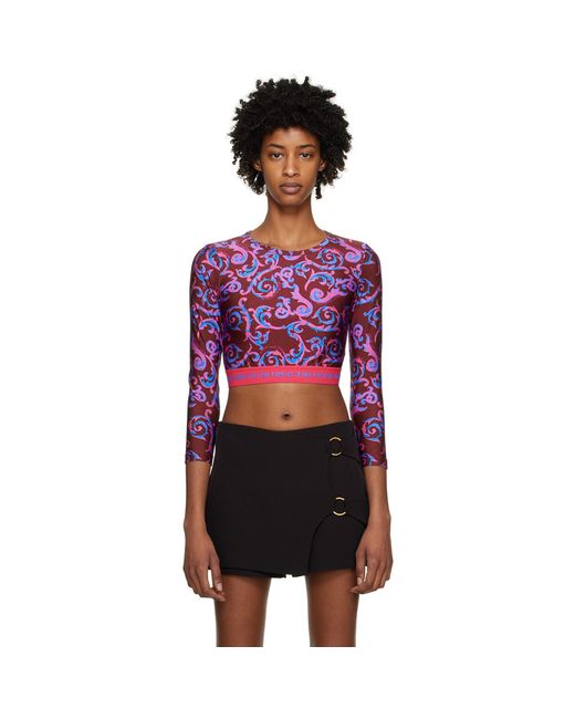 Versace Jeans Couture Purple Pink Sketch Couture Long Sleeve T-shirt