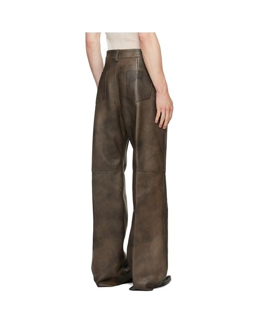 Rick Owens Brown Tower Geth Leather Pants for men
