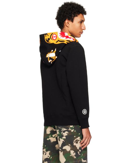 A Bathing Ape Black Tiger Full Zip Hoodie for men