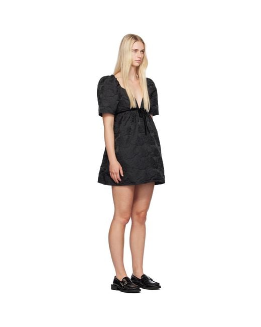 Ganni Black Floral Minidress