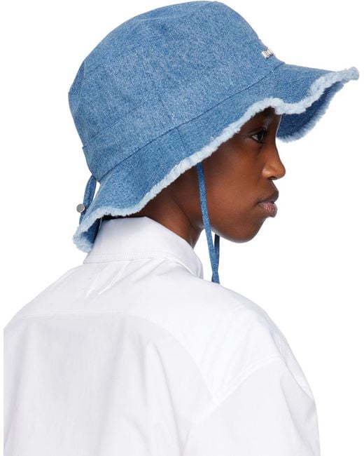 Jacquemus Blue Le Bob Artichaut Neck-strap Denim Bucket Hat