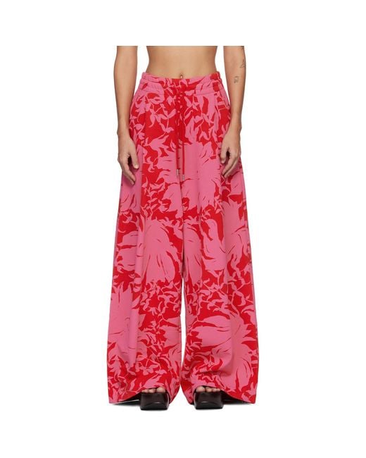 Dries Van Noten Red Loose Sweatpants
