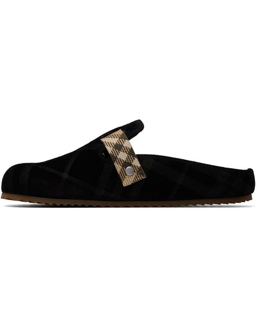 Burberry Black Check Suede Urchin Loafers for men