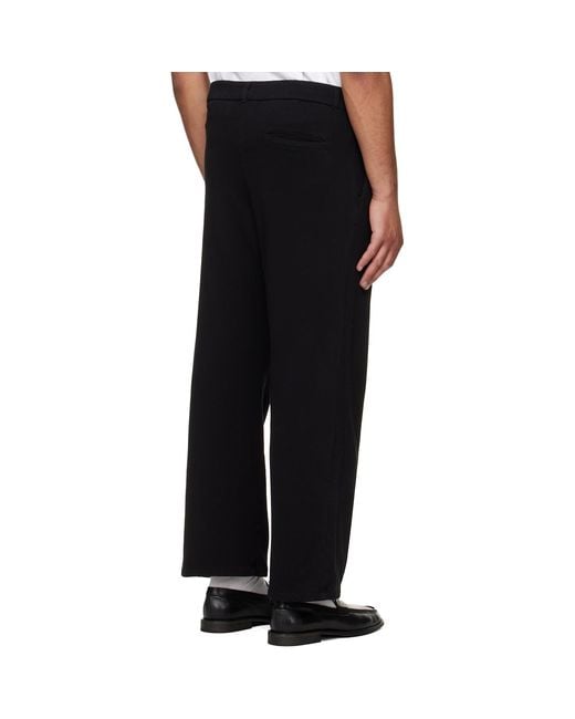 Les Tien Black French Terry Suit Trousers for men