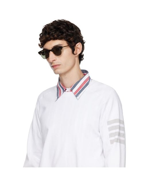 Thom Browne Brown Acetate & Titanium Oval Sunglasses for men