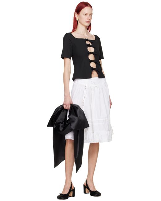 Sandy Liang White Calico Midi Skirt