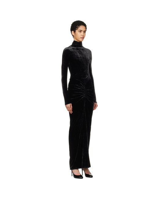 Alaïa Black Draped Maxi Dress
