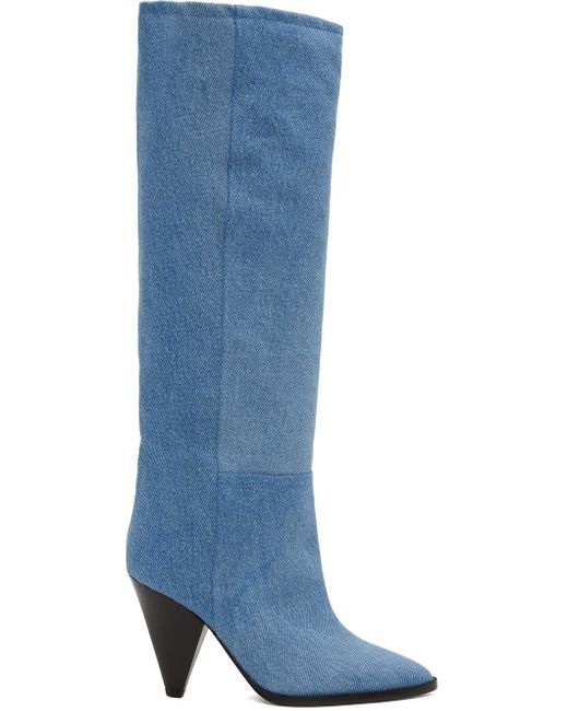 Isabel Marant Blue Ririo Denim Knee-high Boots
