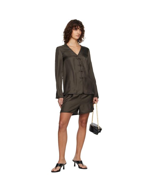 Rohe Black Taped Silk Shorts