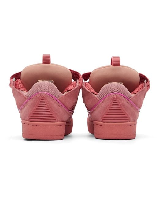 Lanvin Pink Monochrome Suede Curb Sneakers for men