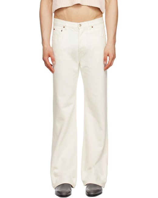 Husbands White Button-fly Jeans for men