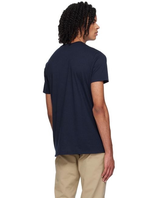 T-shirt bleu marine à col en v Lacoste pour homme en coloris Black