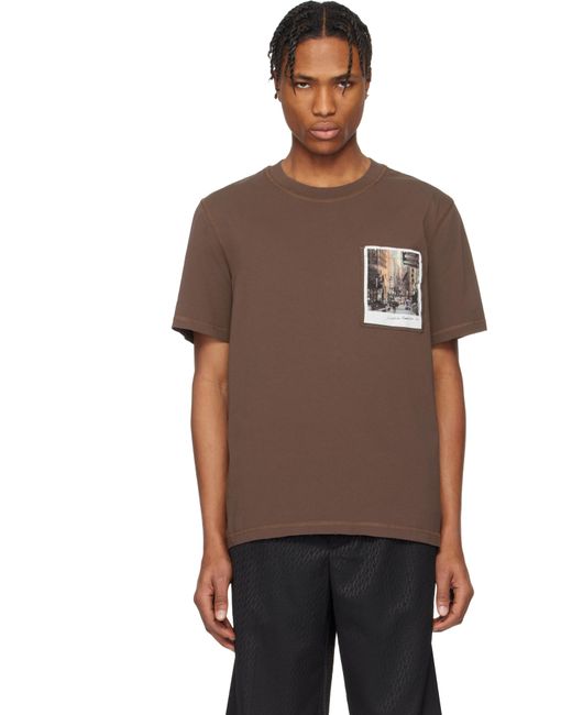 Helmut Lang Brown Downtown Postcard T-Shirt for men