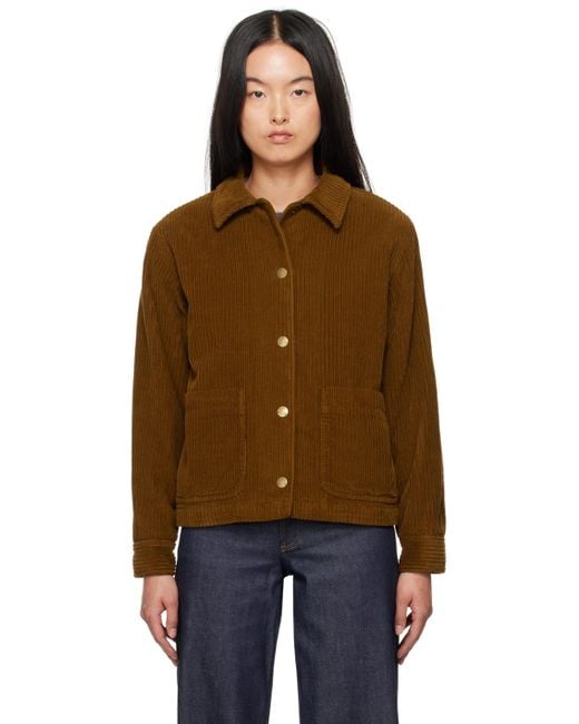【関税込み】A.P.C. ブラウン Nikkie ジャケット A.P.C. Nikkie Jacket | Lyst