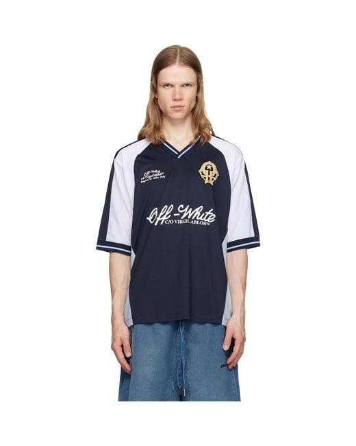 Off-White c/o Virgil Abloh Blue Royal Team Soccer T-Shirt for men