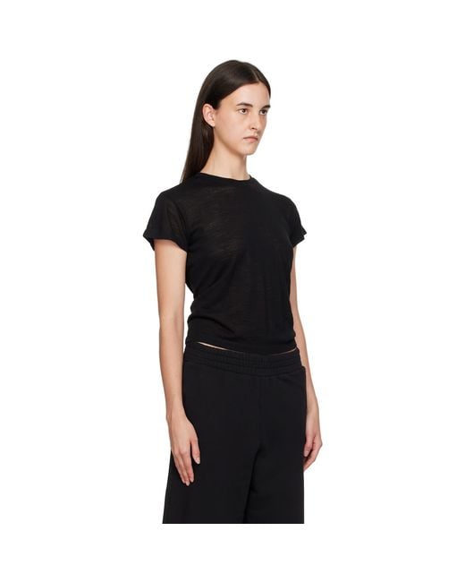 MM6 by Maison Margiela Black Sheer Wool T-Shirt