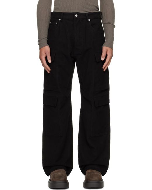 Rick Owens Black Concordians Double Cargo Pants for men