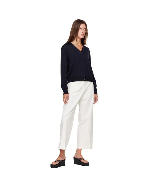 Cordera Blue Merino Wool Button Cardigan