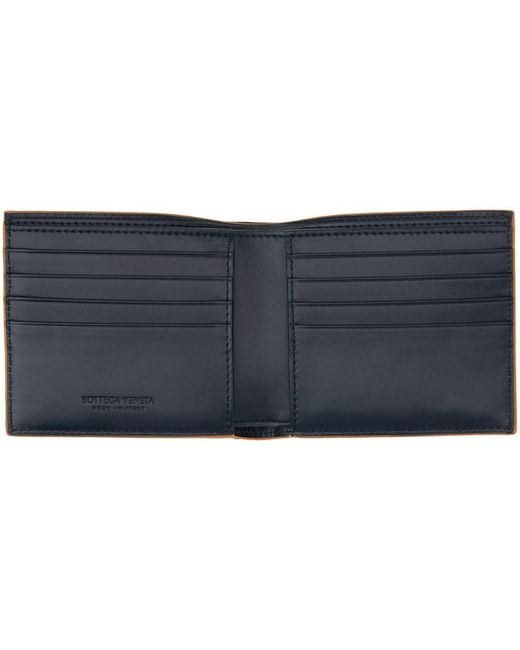 Bottega Veneta Blue Navy Intrecciato Bi-fold Wallet for men