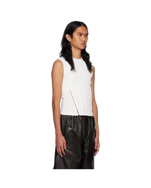 Dion Lee Black White Split Hem Tank Top for men