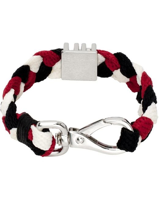 HUGO Red & Black Stacked Logo Bracelet for men