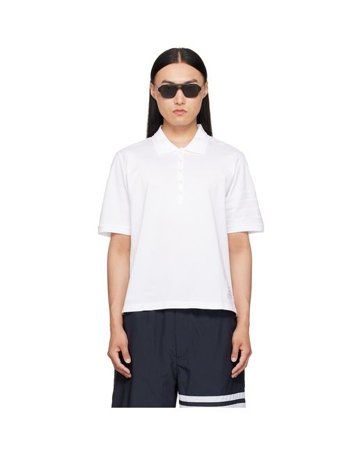Thom Browne White Jersey Ottoman 4-Bar Polo for men