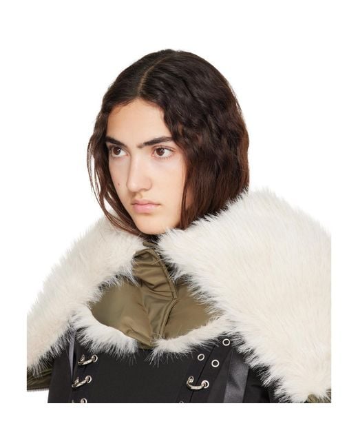 Simone Rocha Gray Khaki Split Faux Fur Zip Hood