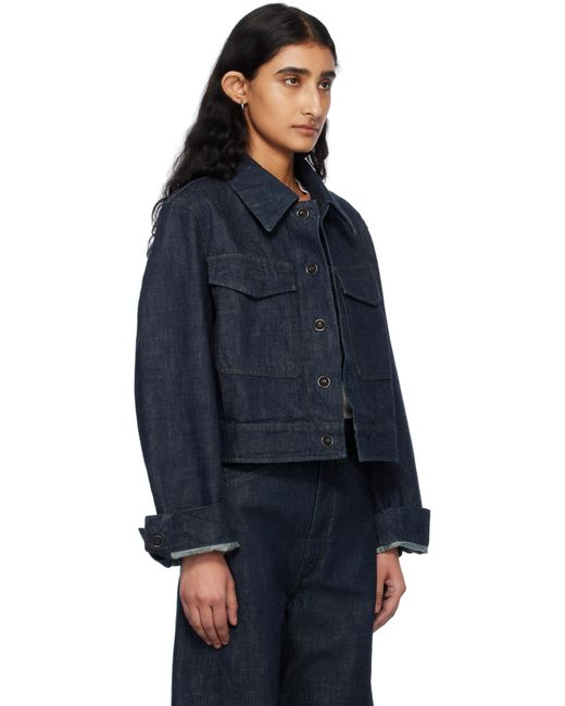 Lemaire ブルー ツーポケット クロップド デニムジャケット Blue